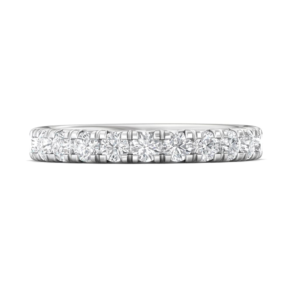 FlyerFit® 18K White Gold Micropave Cutdown Wedding Band