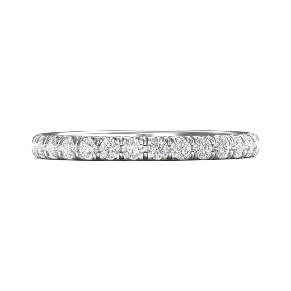 FlyerFit® 18K White Gold Micropave Cutdown Wedding Band