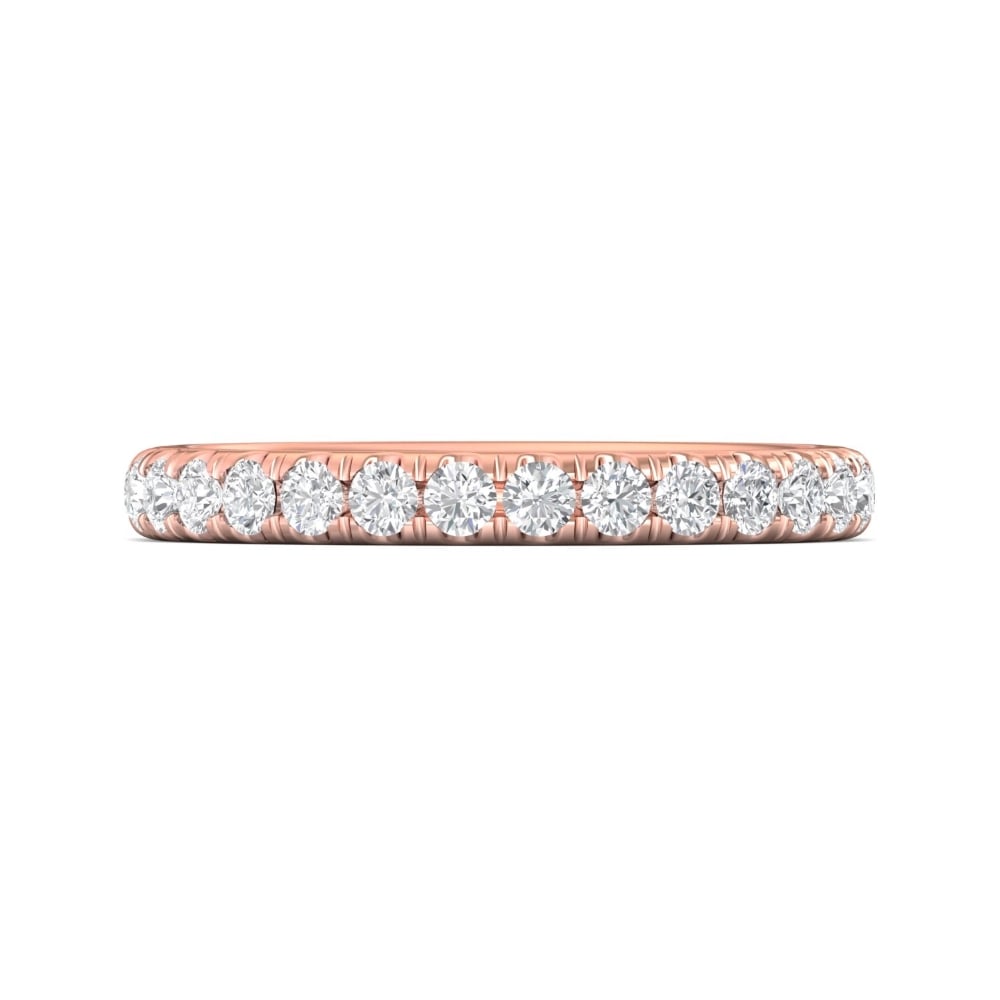 FlyerFit® 18K Pink Gold Micropave Cutdown Wedding Band