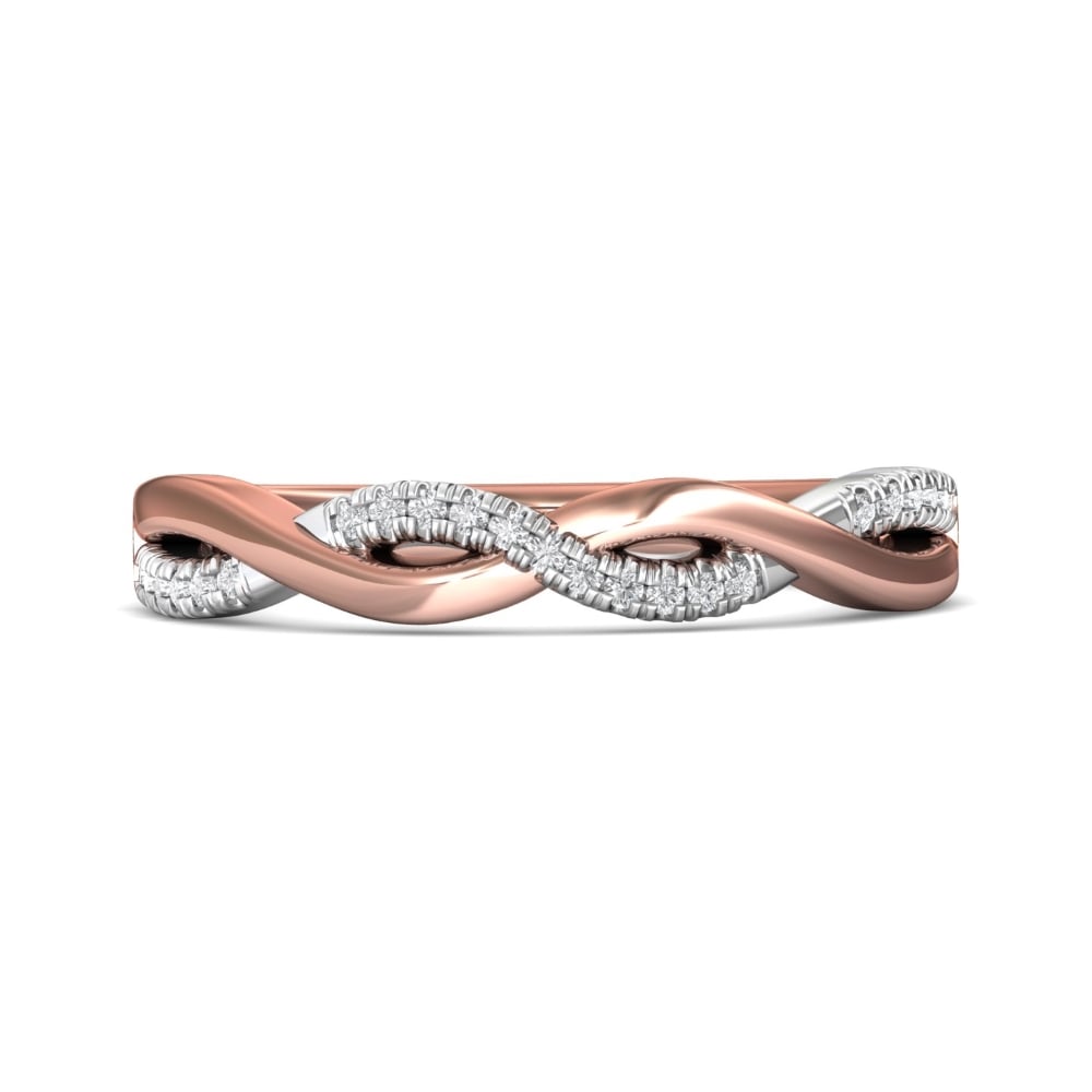 FlyerFit® 14K Pink Gold Shank and Platinum Top Micropave Cutdown Wedding Band