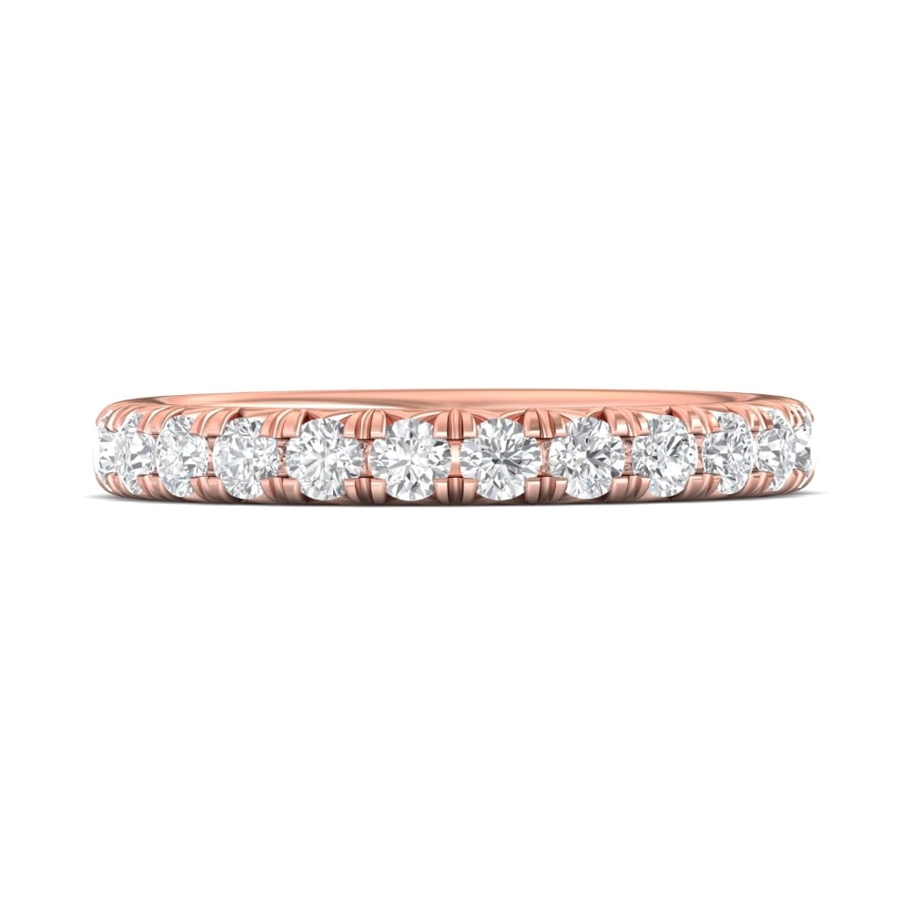 FlyerFit® 14K Pink Gold Micropave Cutdown Wedding Band