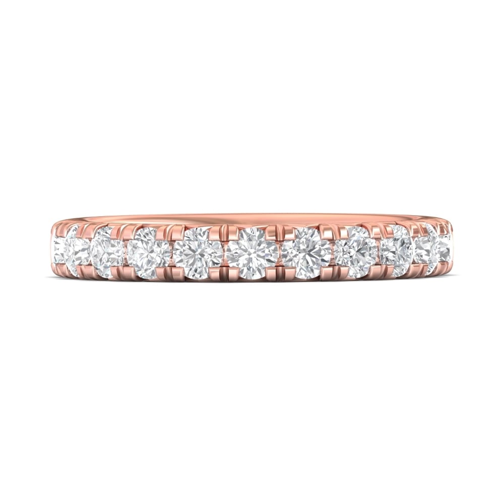 FlyerFit® 18K Pink Gold Micropave Cutdown Wedding Band