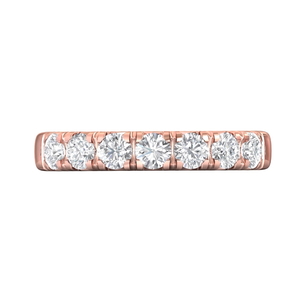 FlyerFit® 18K Pink Gold Micropave Cutdown Wedding Band