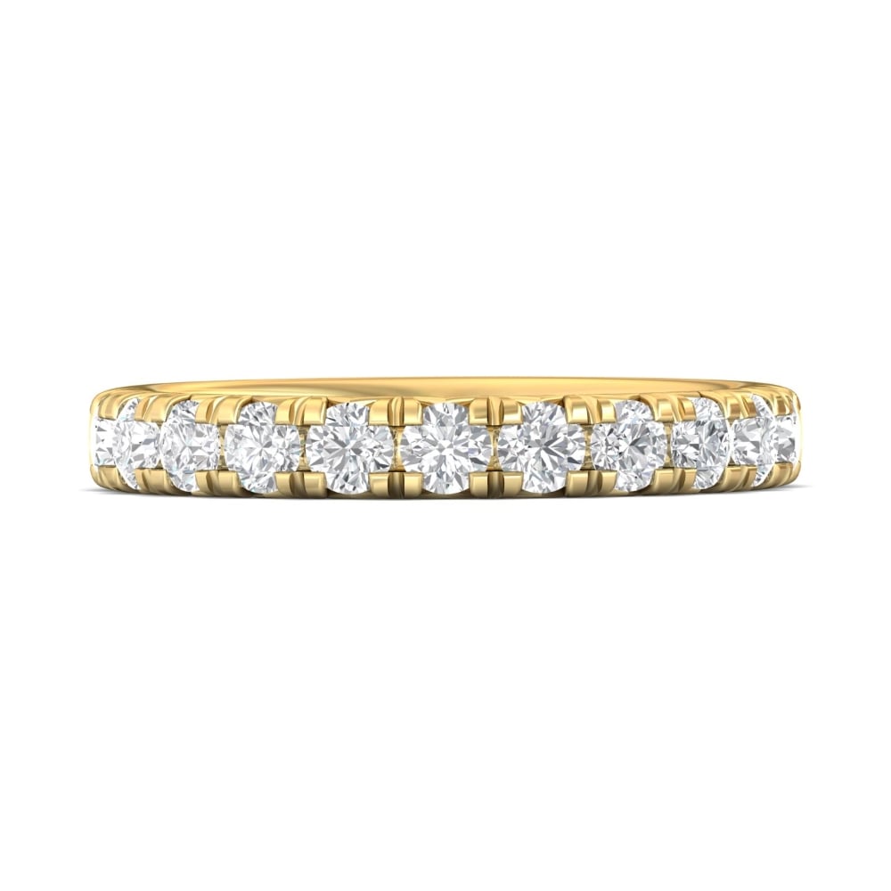 FlyerFit® 18K Yellow Gold Micropave Cutdown Wedding Band