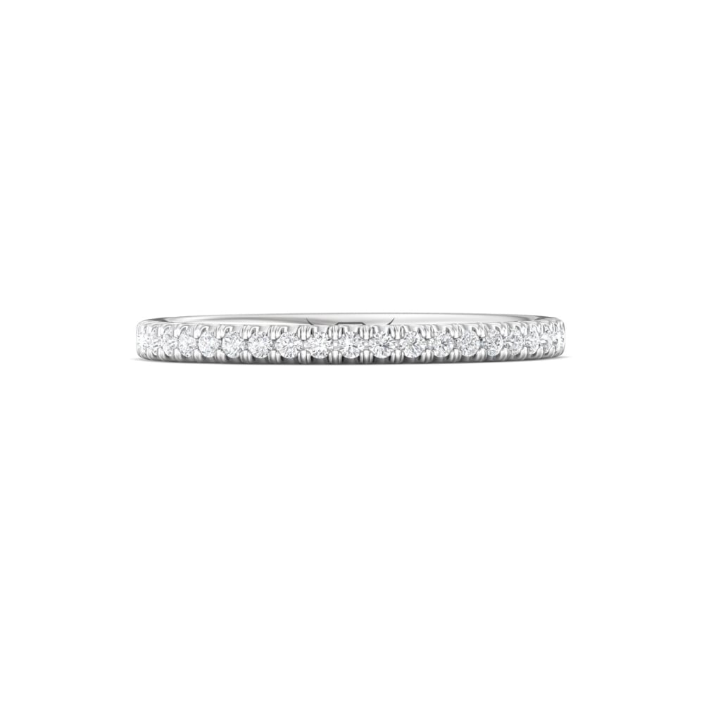 FlyerFit® 18K White Gold Micropave Cut Down Wedding Band