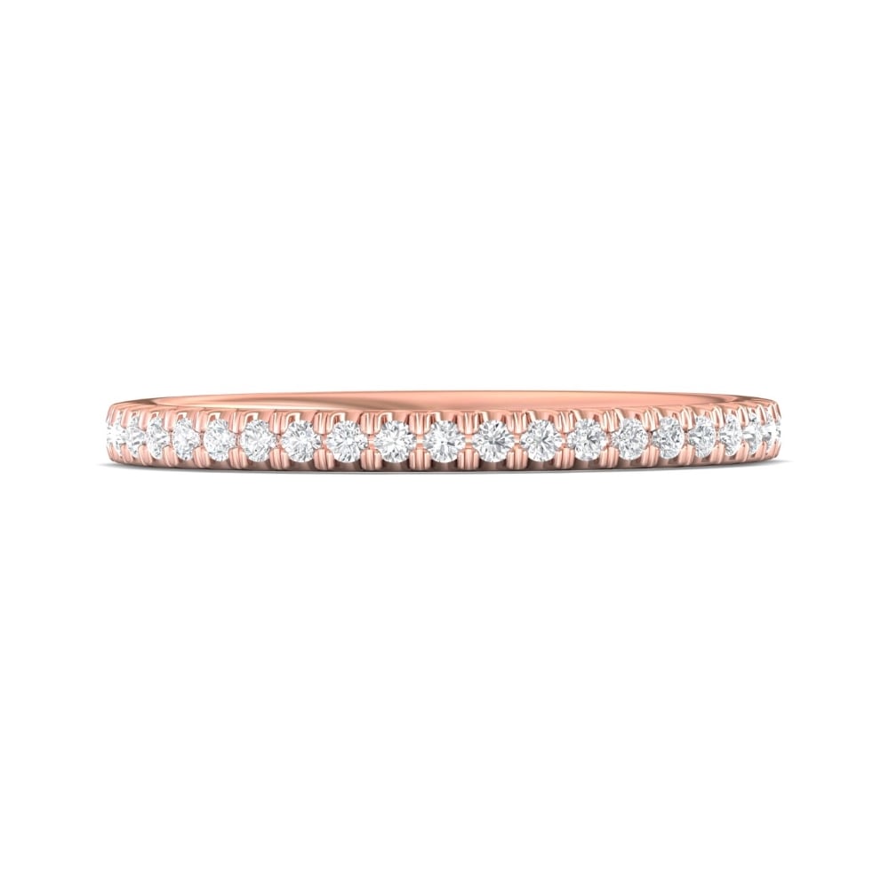 FlyerFit® 18K Pink Gold Micropave Cutdown Wedding Band