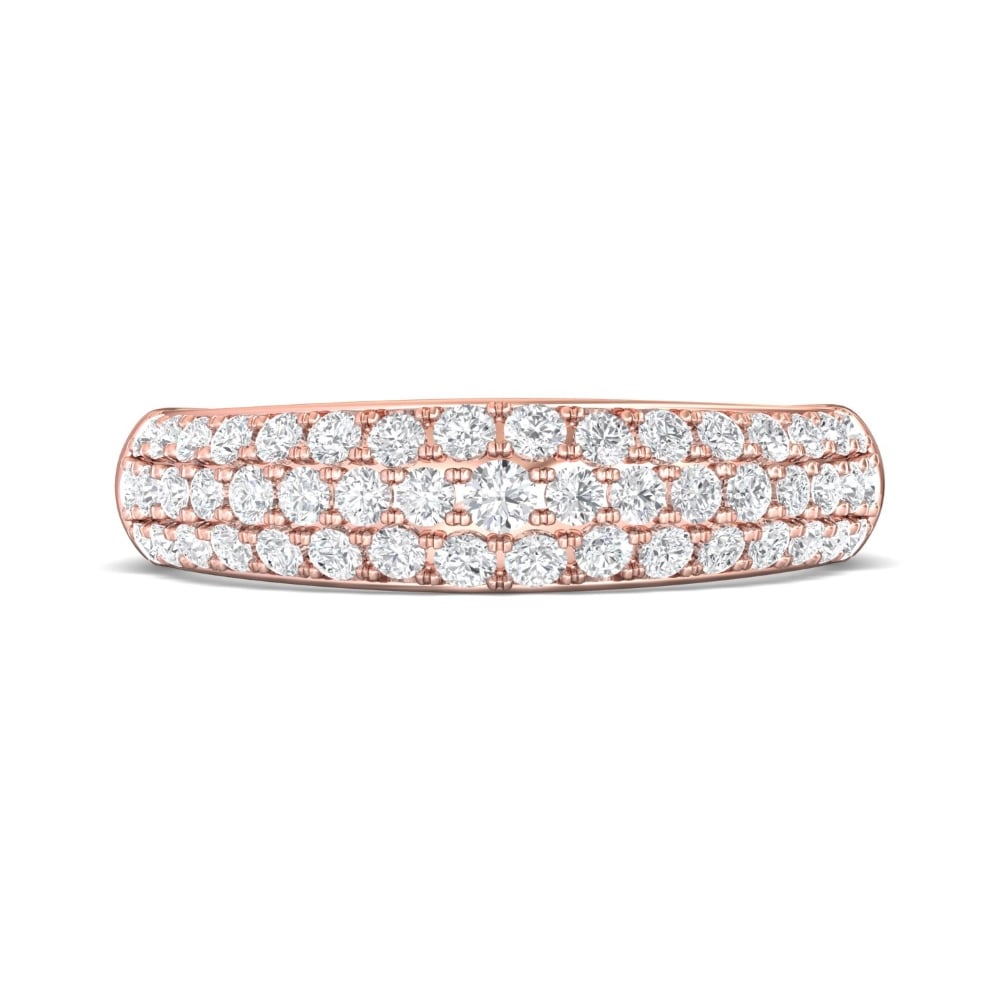 FlyerFit® 18K Pink Gold Micropave Wedding Band