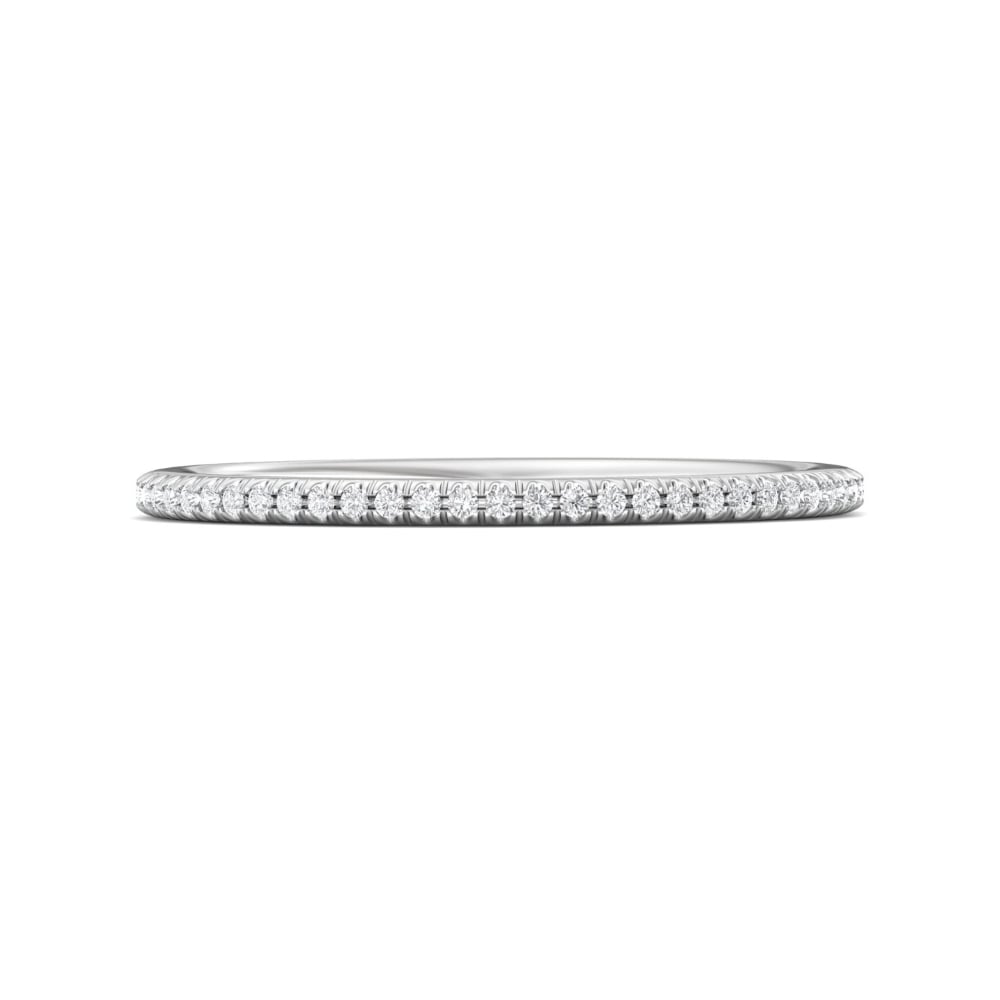 FlyerFit® 14K White Gold Micropave Cutdown Wedding Band