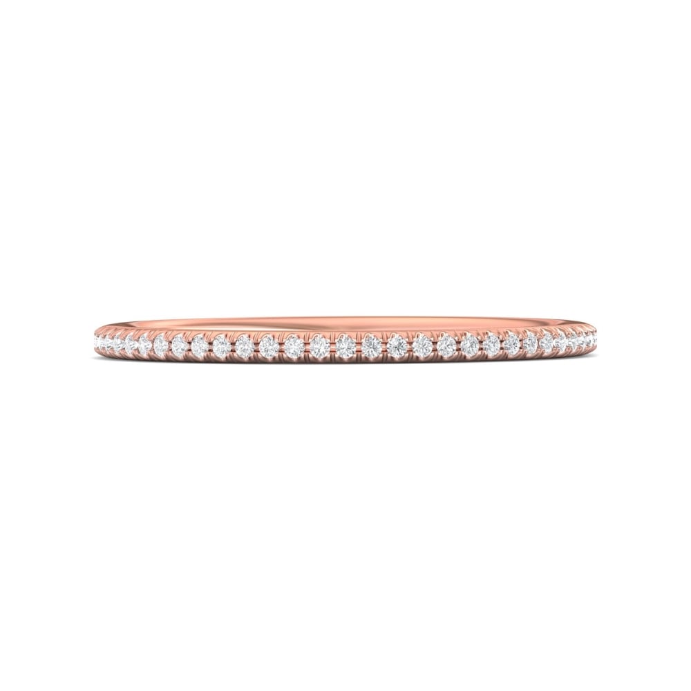 FlyerFit® 18K Pink Gold Micropave Cutdown Wedding Band