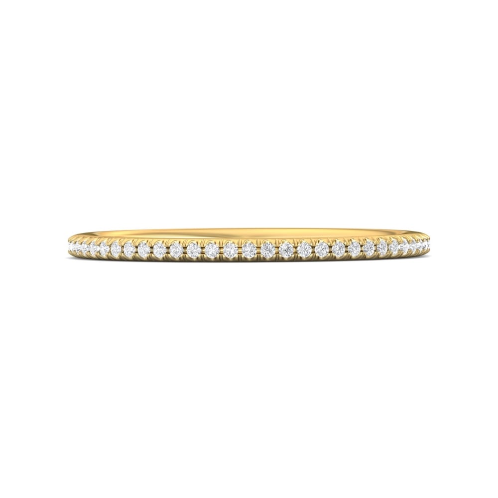 FlyerFit® 18K Yellow Gold Micropave Cutdown Wedding Band