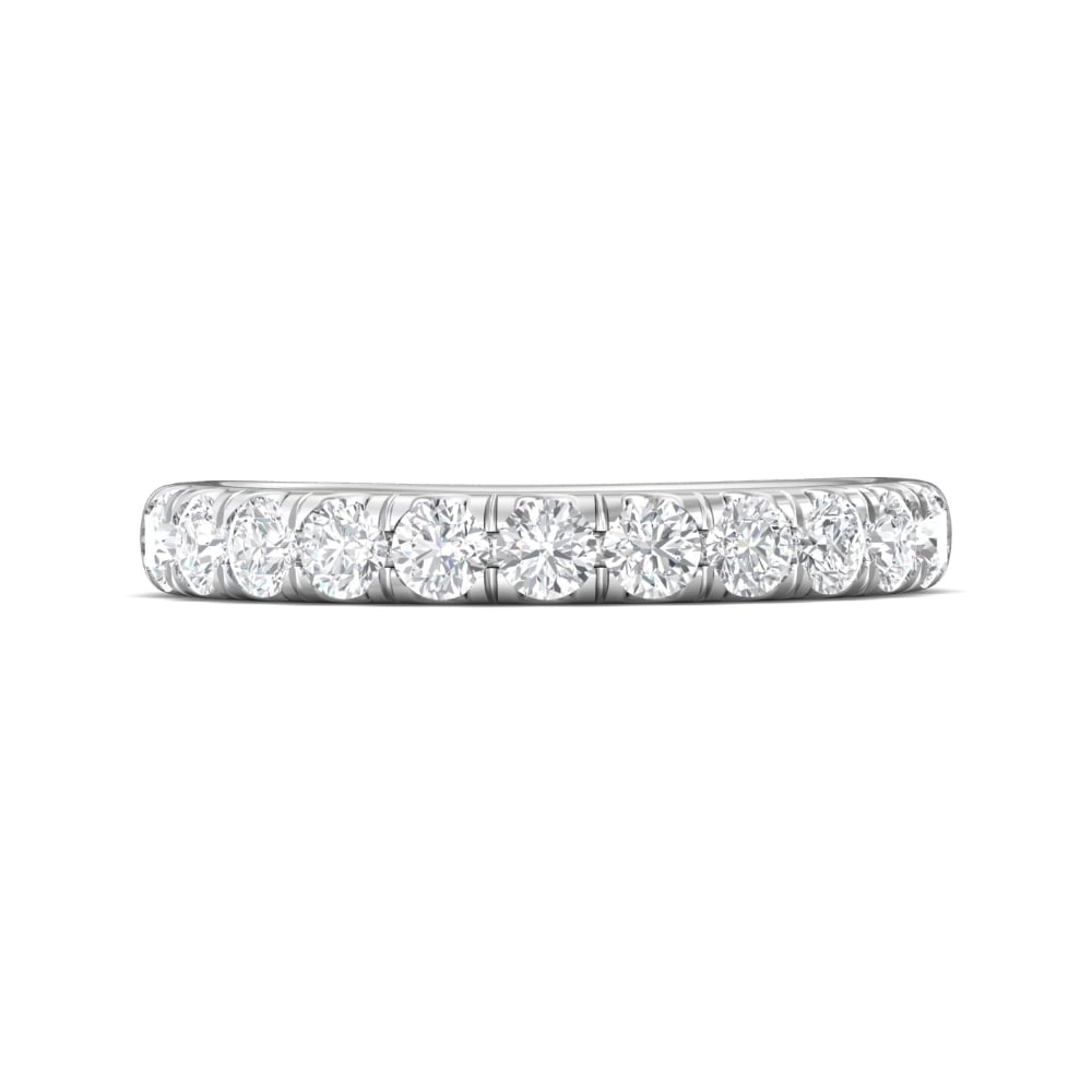 FlyerFit® 18K White Gold Micropave Cutdown Wedding Band