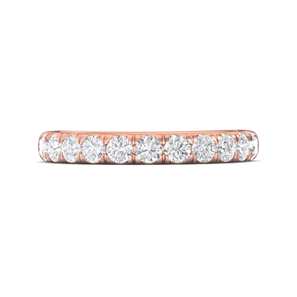 FlyerFit® 18K Pink Gold Micropave Cutdown Wedding Band