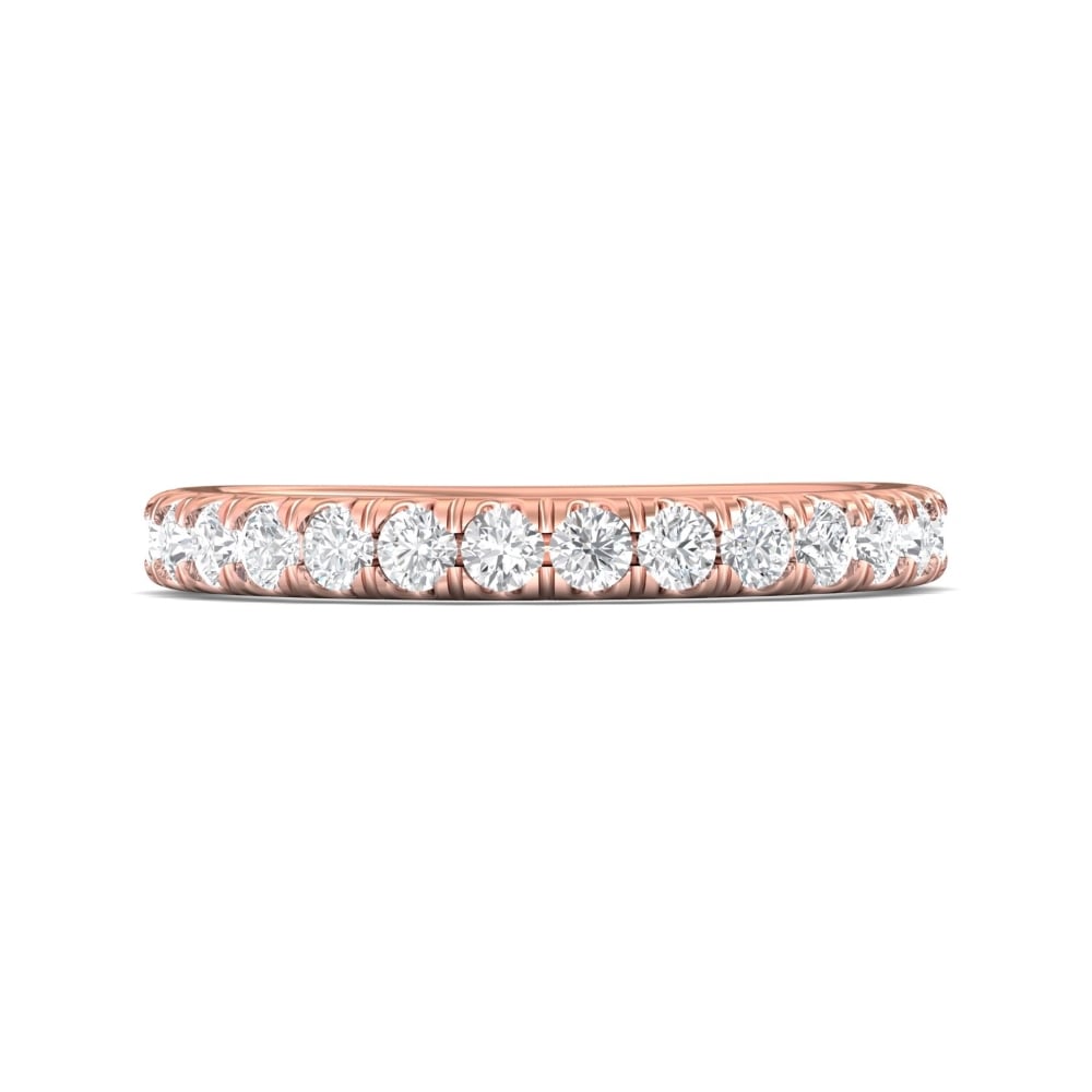 FlyerFit® 18K Pink Gold Micropave Cutdown Wedding Band