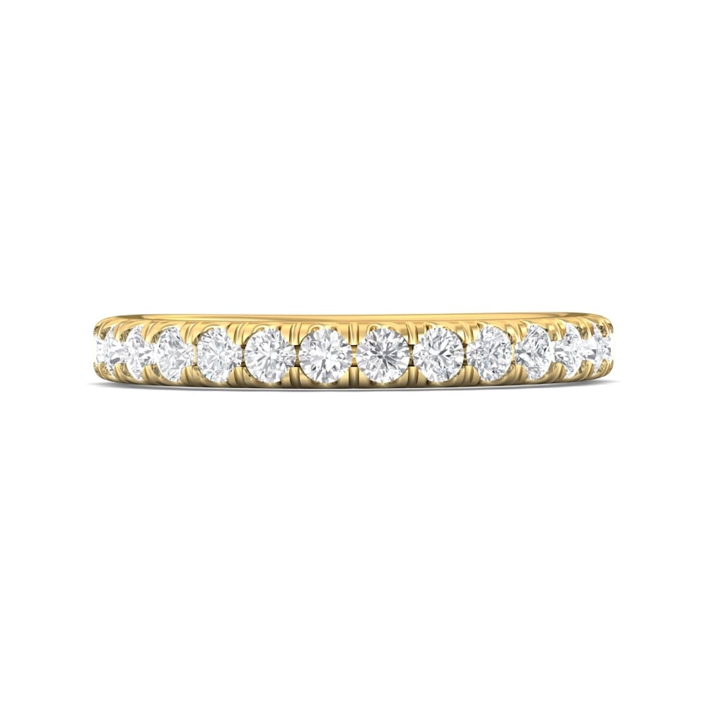 FlyerFit® 18K Yellow Gold Micropave Cutdown Wedding Band