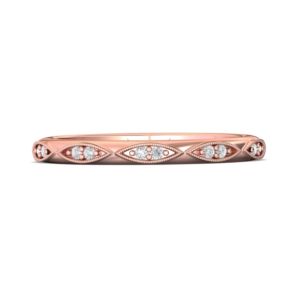 FlyerFit® 14K Pink Gold Micropave Bead Set Wedding Band