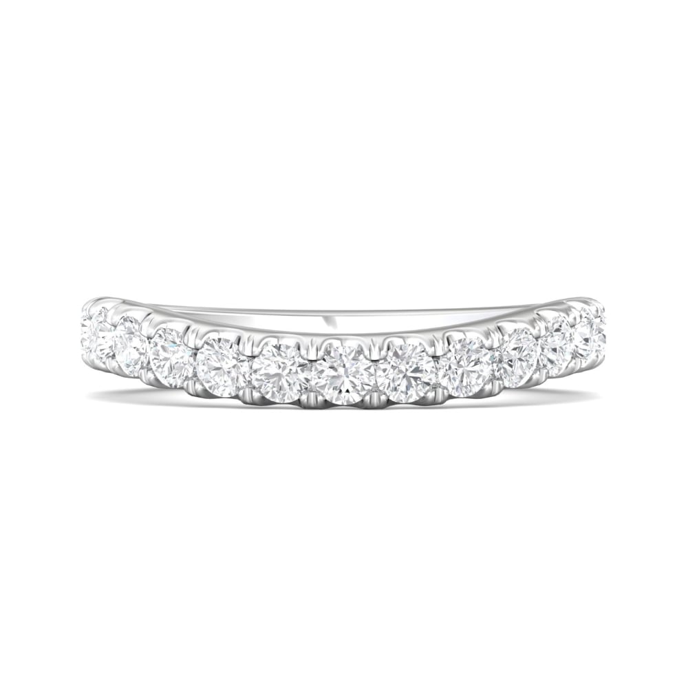 FlyerFit® 14K White Gold Micropave Cutdown Wedding Band