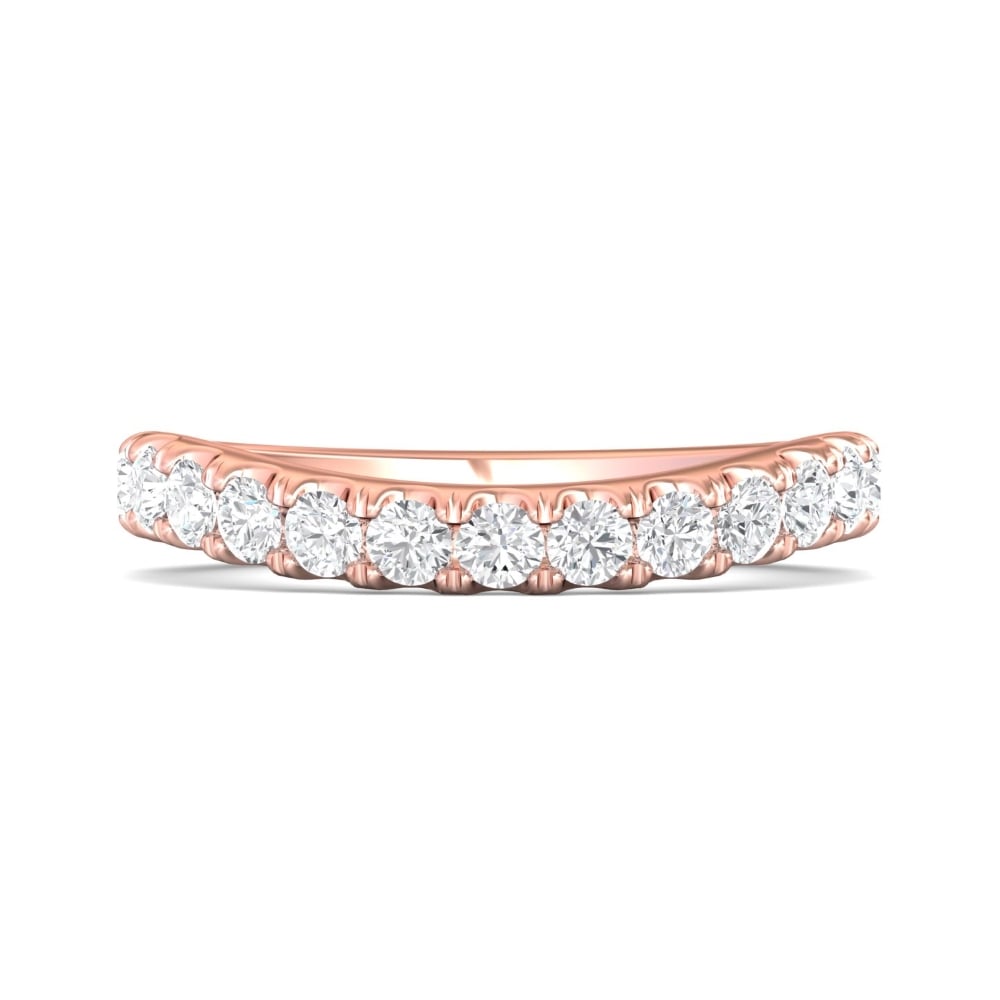 FlyerFit® 14K Pink Gold Micropave Cutdown Wedding Band