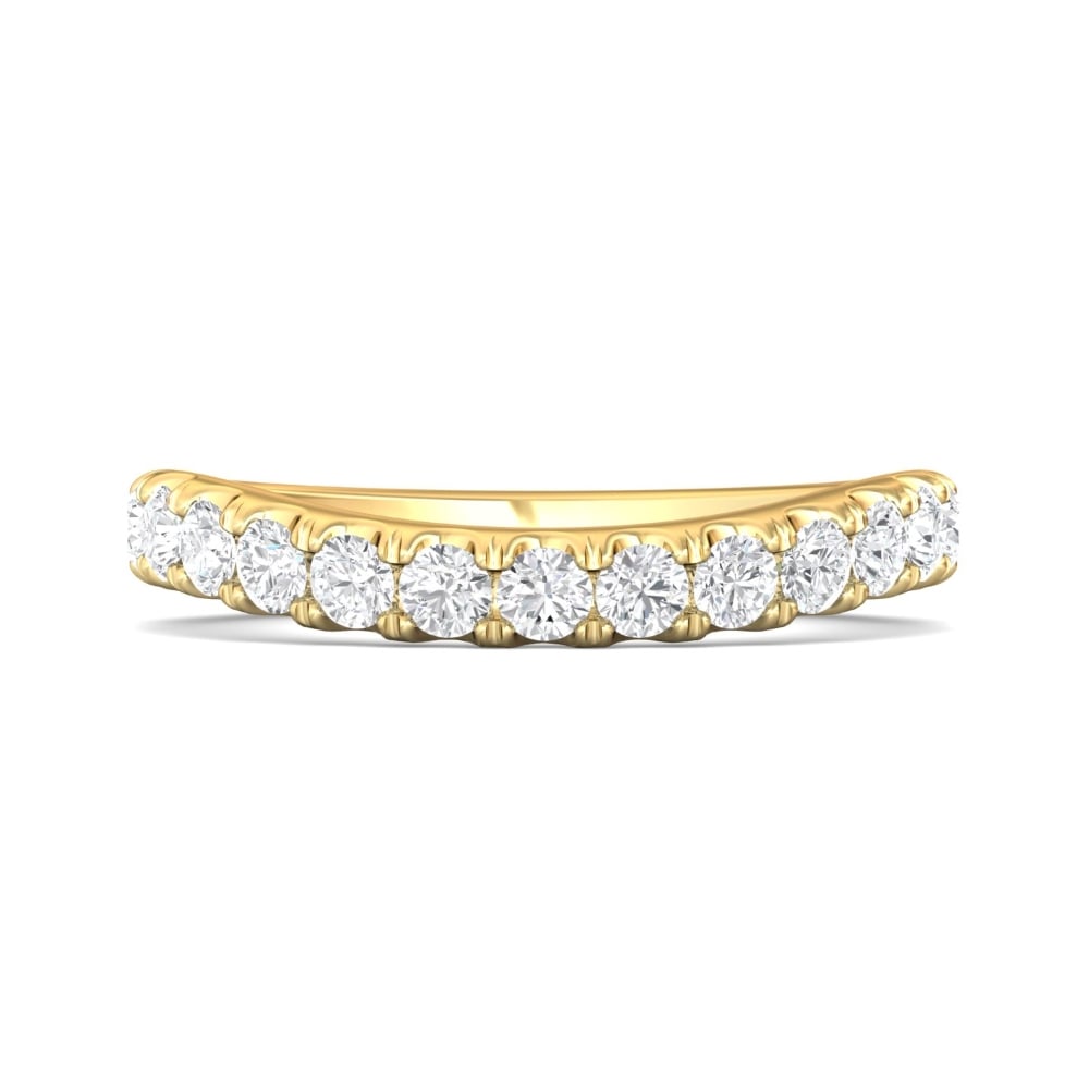 FlyerFit® 18K Yellow Gold Micropave Cutdown Wedding Band