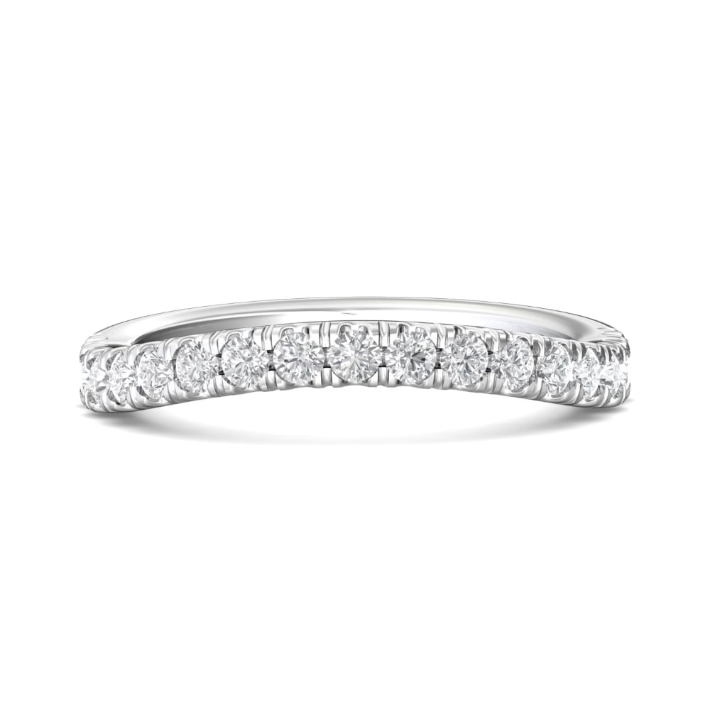 FlyerFit® 18K White Gold Micropave Cutdown Wedding Band