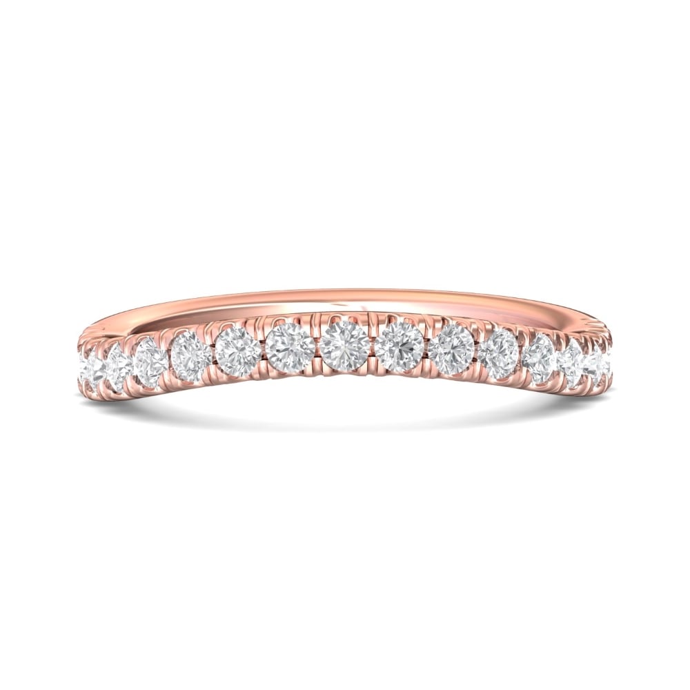 FlyerFit® 14K Pink Gold Micropave Cutdown Wedding Band