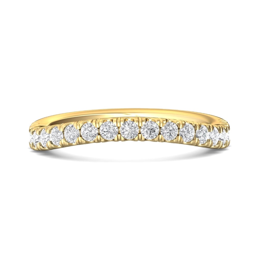 FlyerFit® 14K Yellow Gold Micropave Cutdown Wedding Band