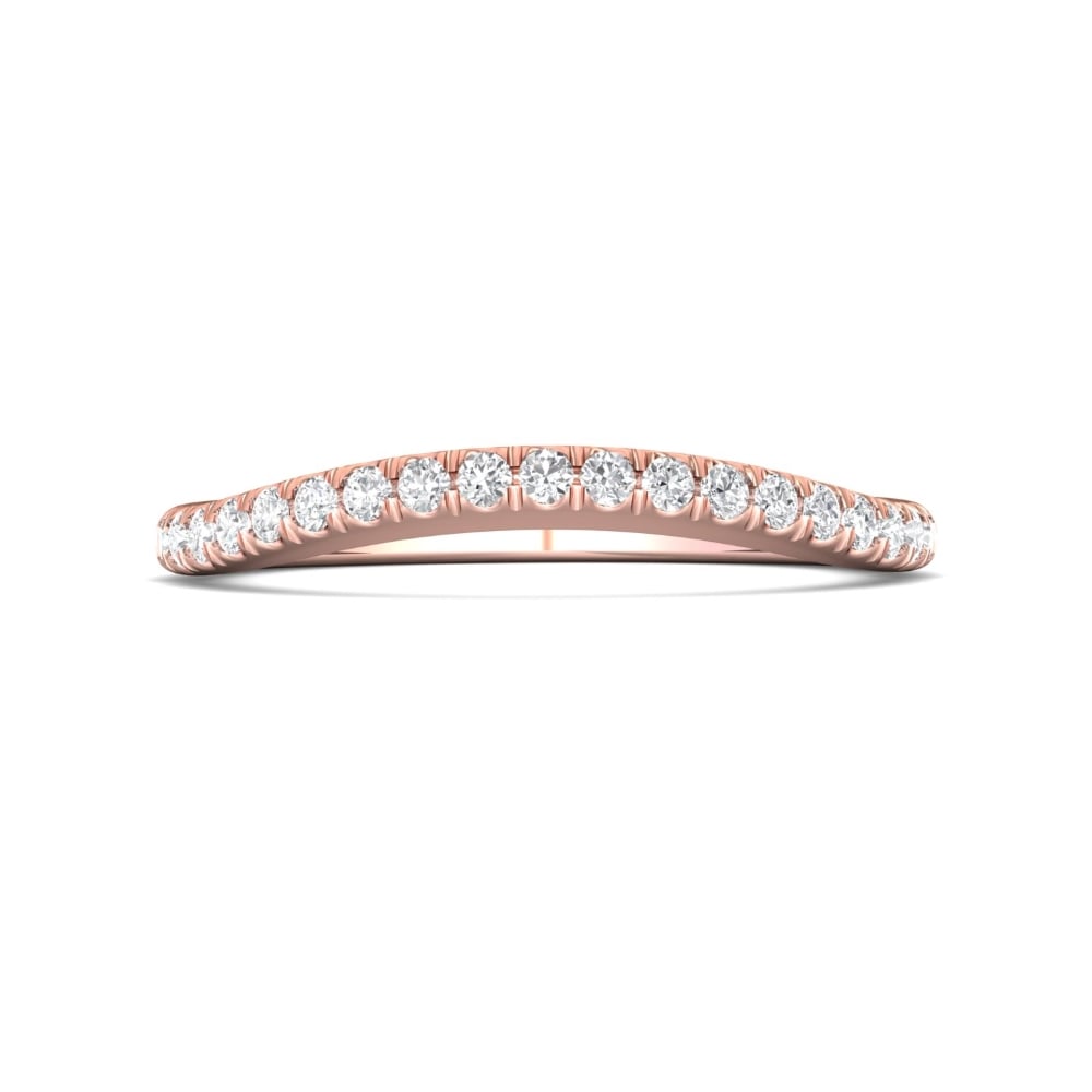 FlyerFit® 14K Pink Gold Micropave Cutdown Wedding Band