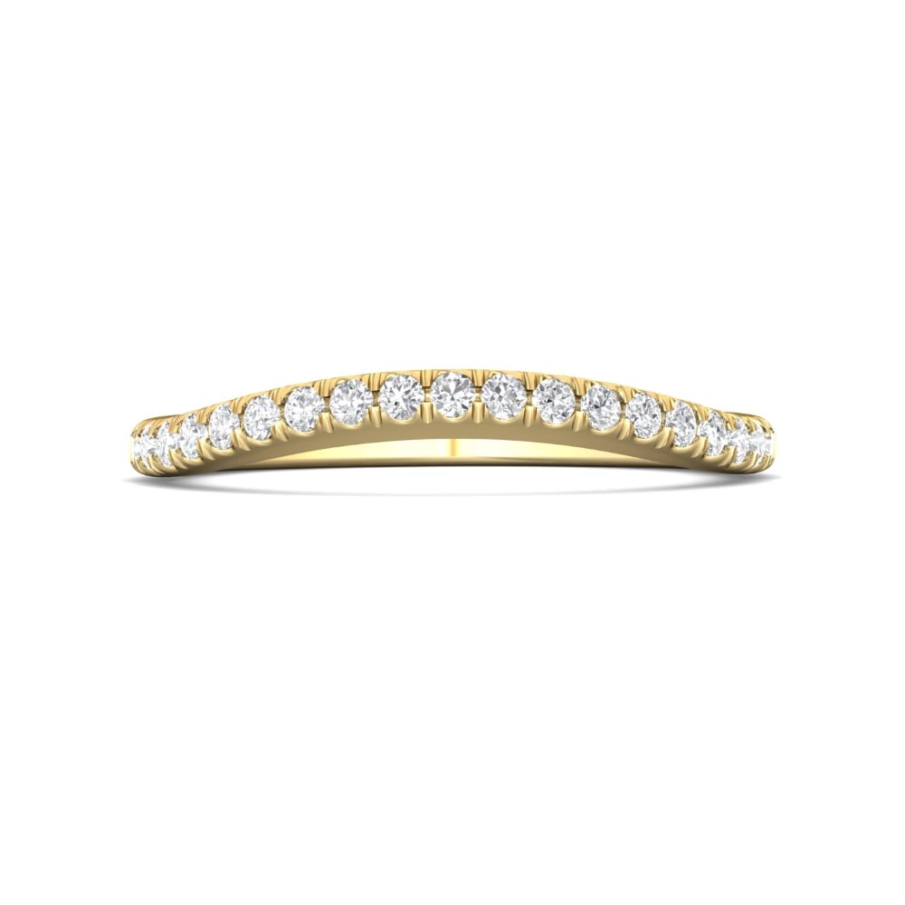 FlyerFit® 18K Yellow Gold Micropave Cutdown Wedding Band