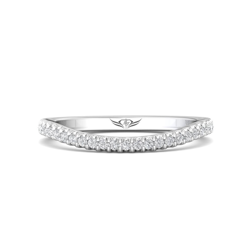 FlyerFit® 14K White Gold Micropave Cutdown Wedding Band