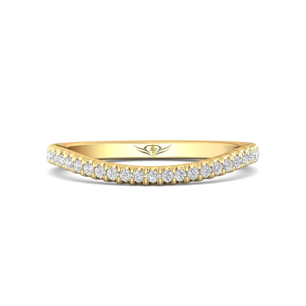 FlyerFit® 14K Yellow Gold Micropave Cutdown Wedding Band