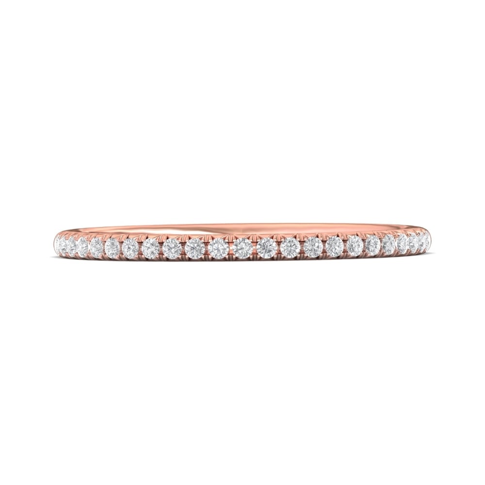 FlyerFit® 18K Pink Gold Micropave Cutdown Wedding Band