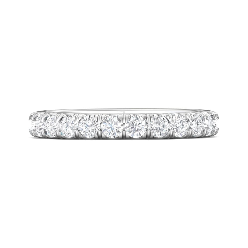 FlyerFit® 18K White Gold Micropave Cutdown Wedding Band