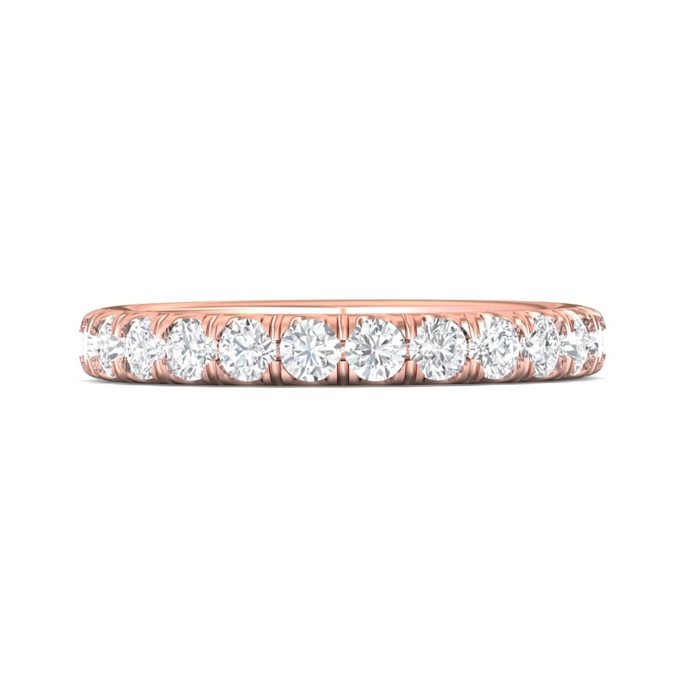 FlyerFit® 18K Pink Gold Micropave Cutdown Wedding Band