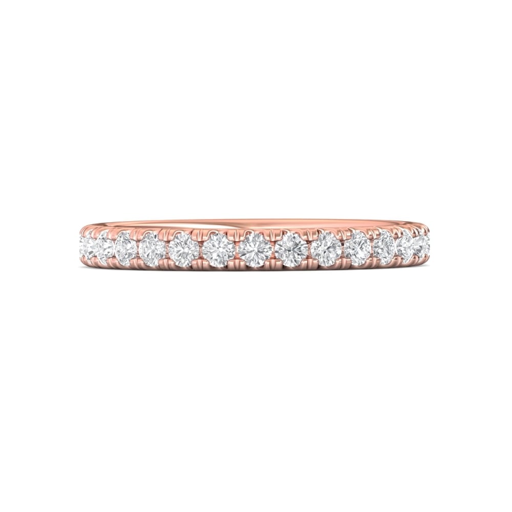 FlyerFit® 18K Pink Gold Micropave Cutdown Wedding Band