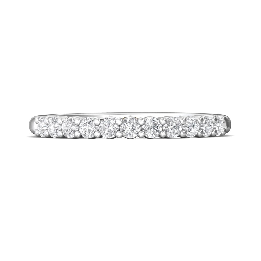 FlyerFit® 18K White Gold Shared Prong Wedding Band