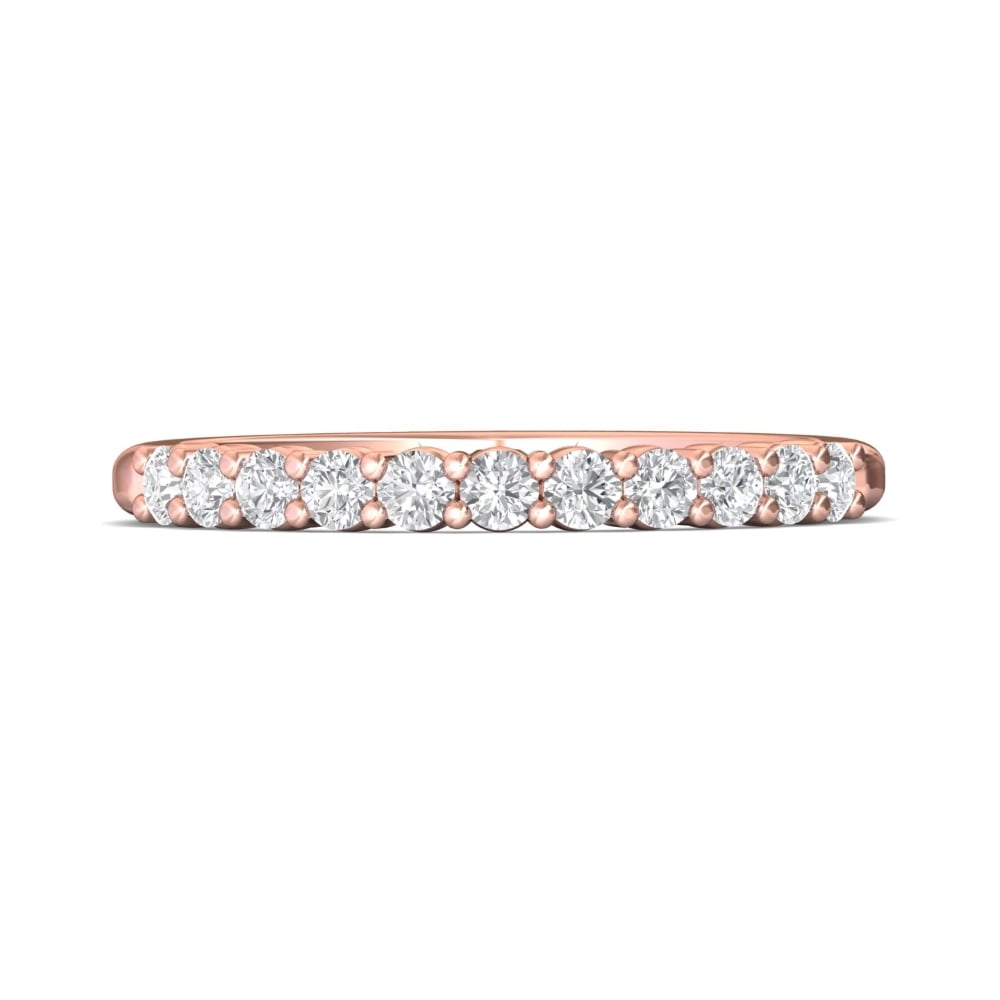 FlyerFit® 14K Pink Gold Shared Prong Wedding Band