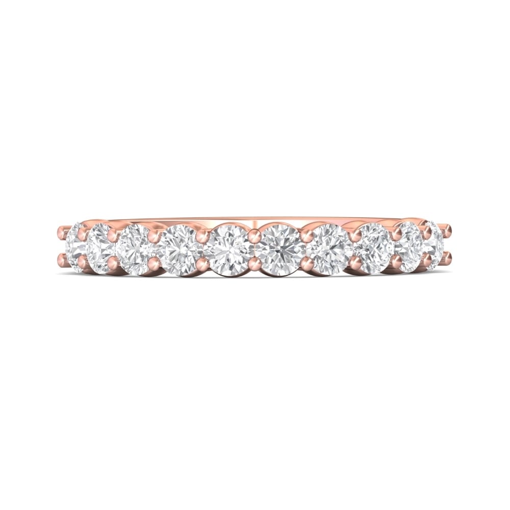 FlyerFit® 14K Pink Gold Shared Prong Wedding Band