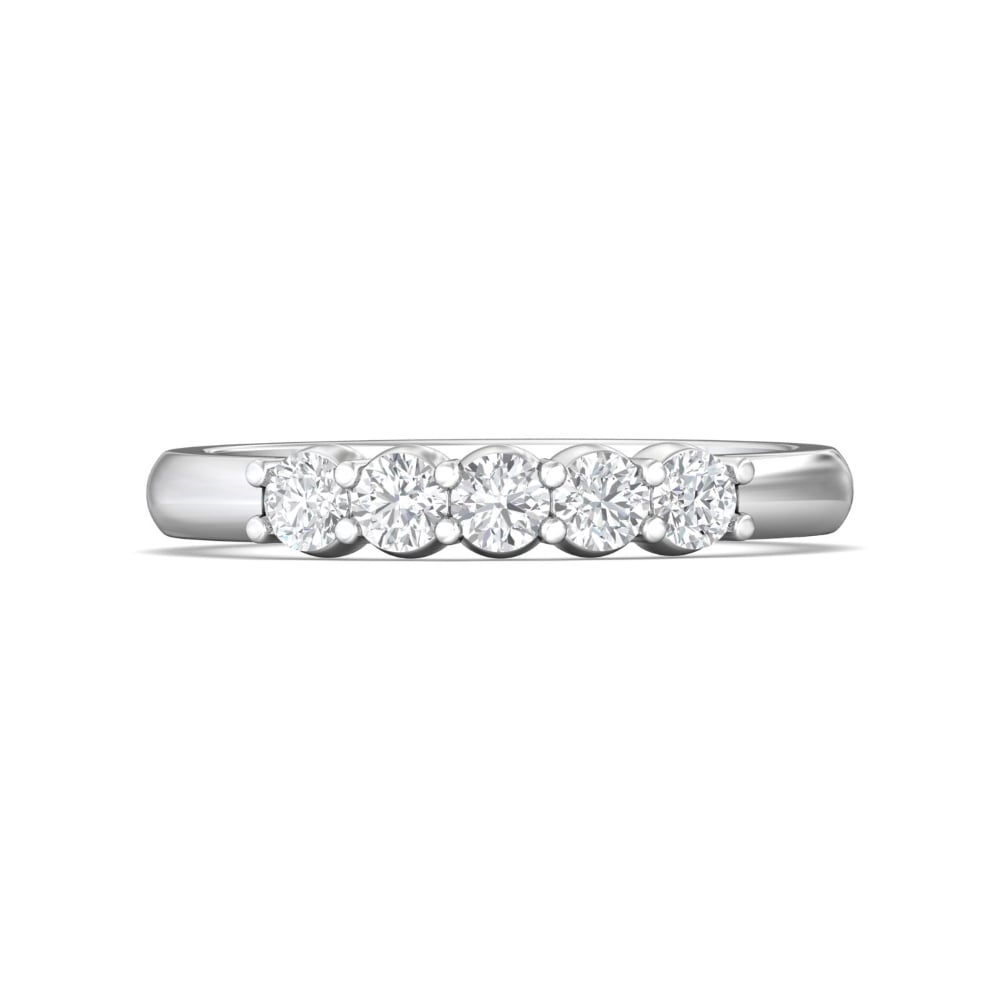 FlyerFit® 14K White Gold Shared Prong Wedding Band