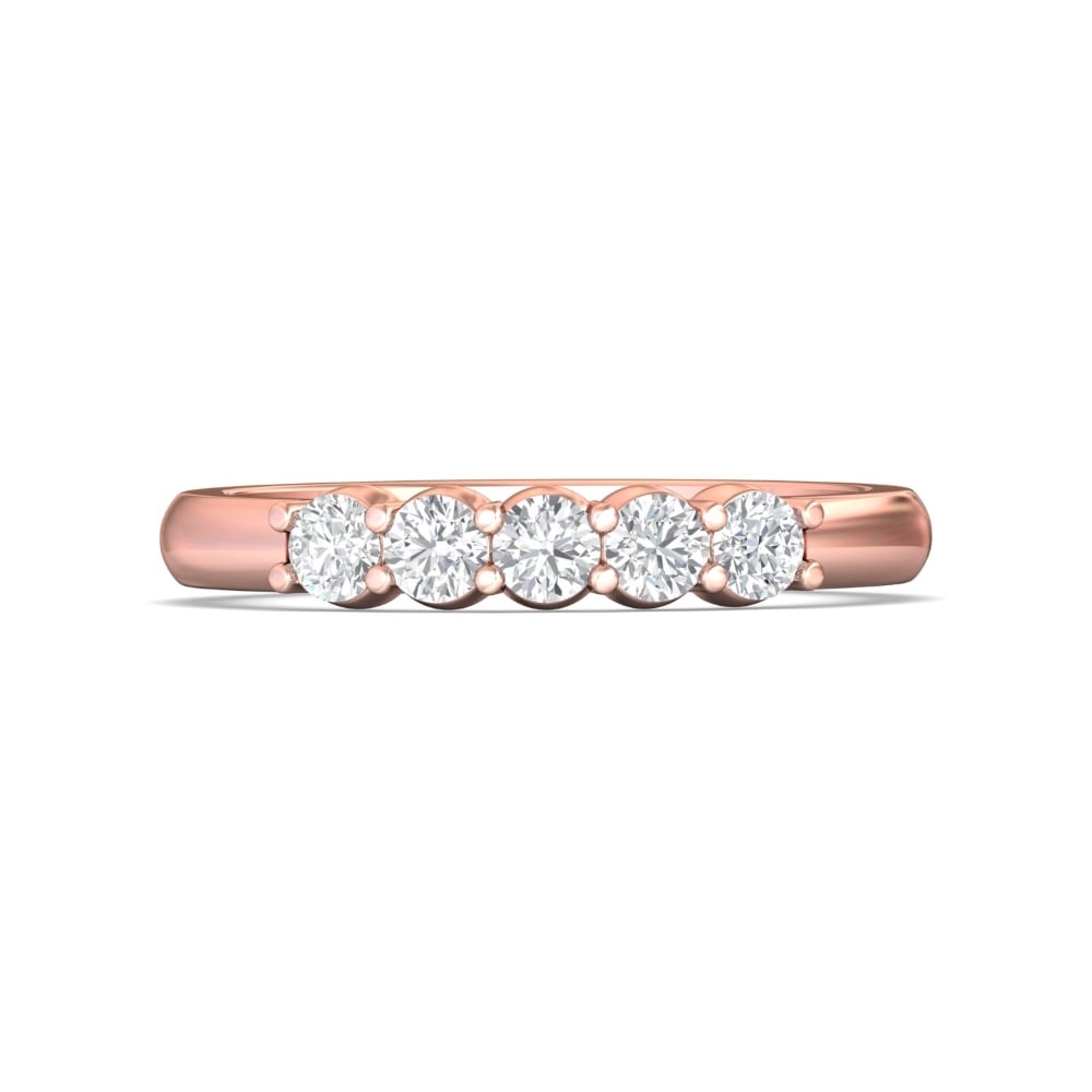 FlyerFit® 14K Pink Gold Shared Prong Wedding Band