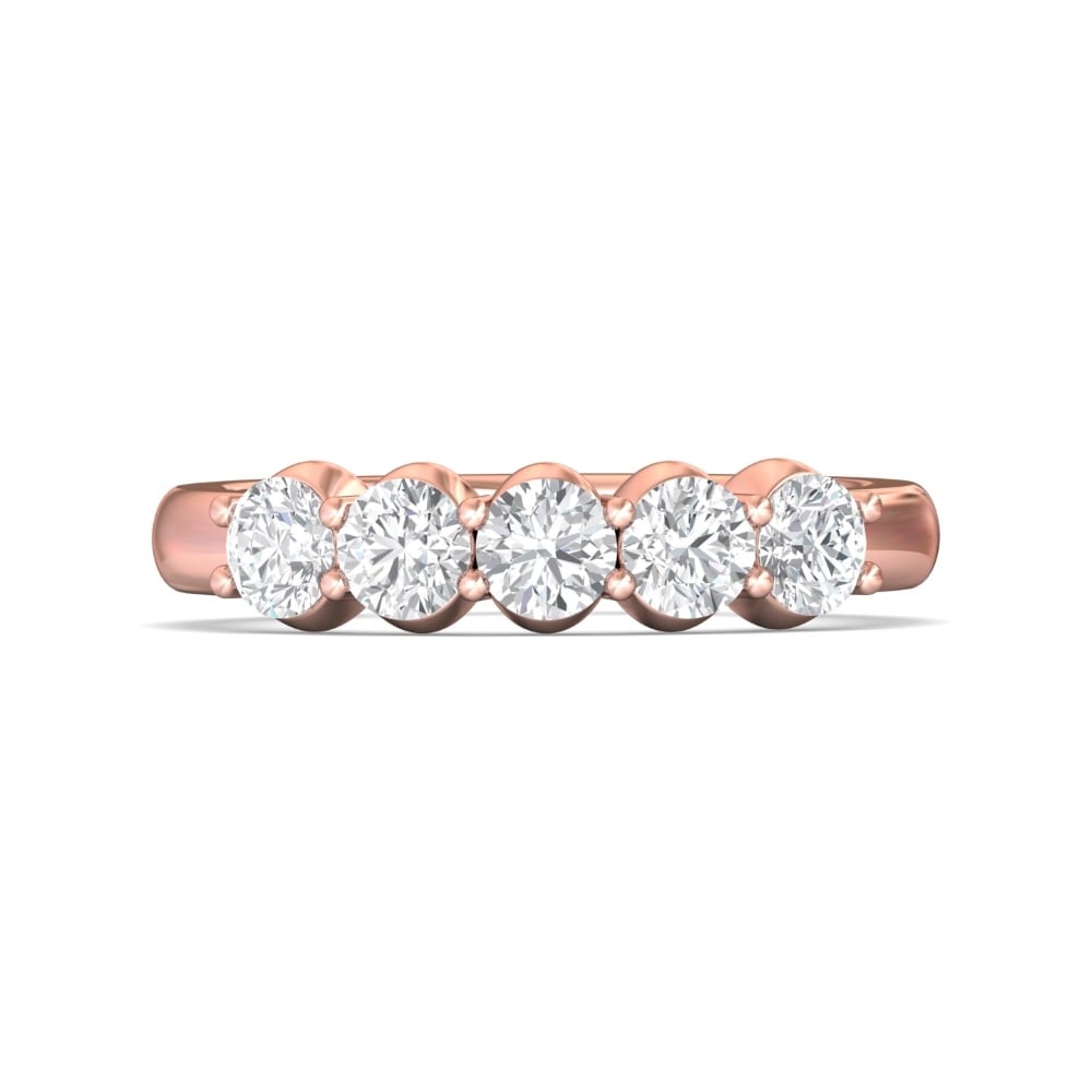 FlyerFit® 14K Pink Gold Shared Prong Wedding Band