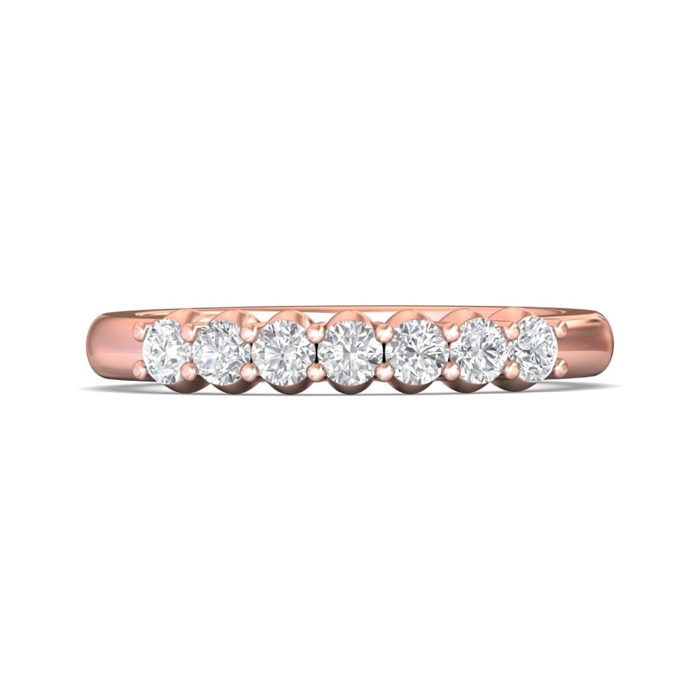 FlyerFit® 18K Pink Gold Shared Prong Wedding Band