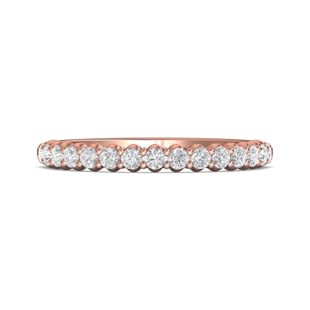 FlyerFit® 18K Pink Gold Shared Prong Wedding Band