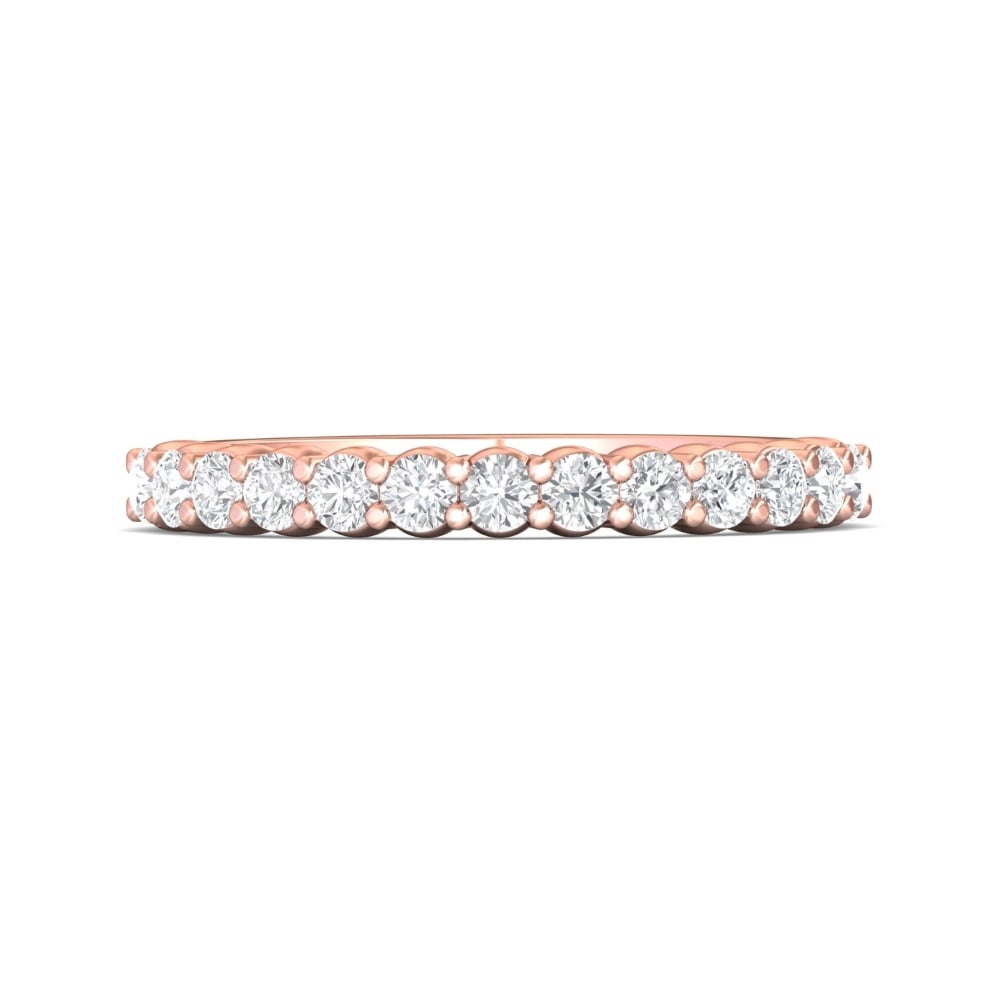 FlyerFit® 18K Pink Gold Shared Prong Wedding Band