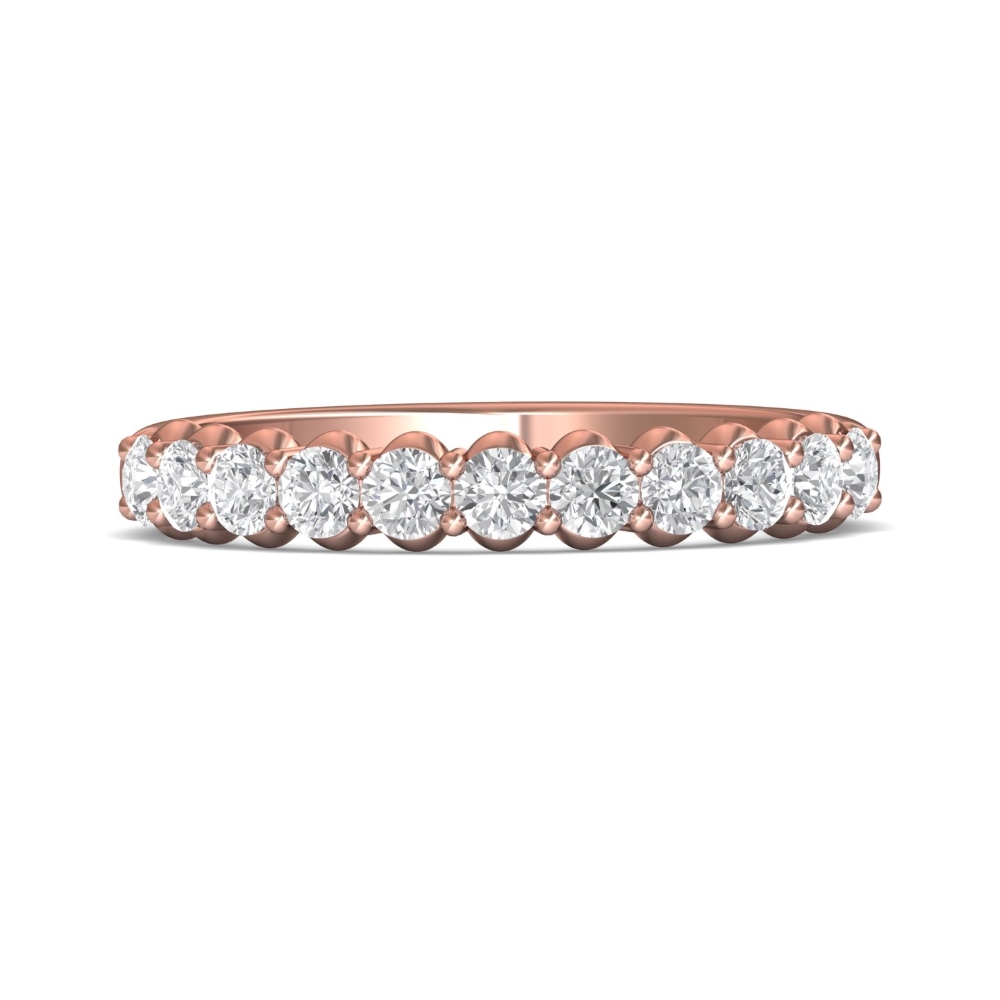 FlyerFit® 18K Pink Gold Shared Prong Wedding Band