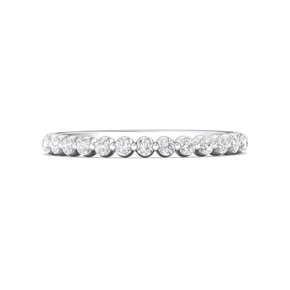 FlyerFit® 18K White Gold Shared Prong Wedding Band