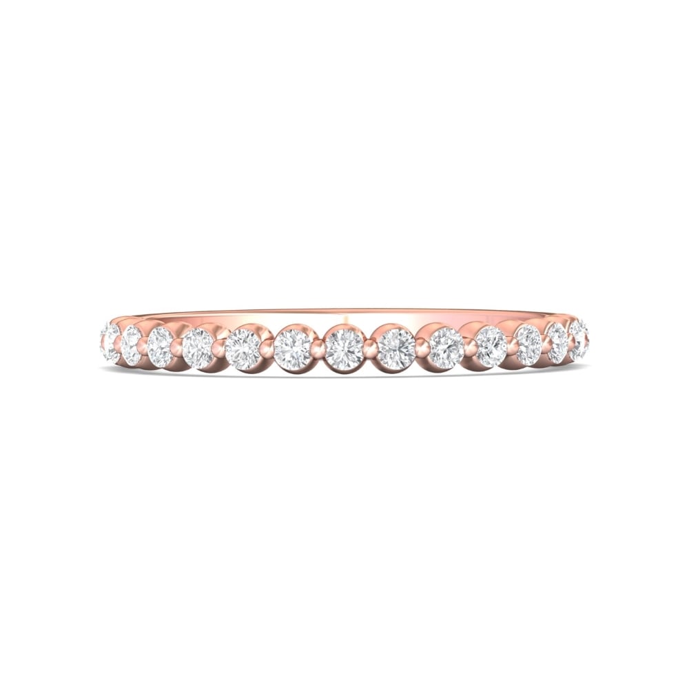 FlyerFit® 14K Pink Gold Shared Prong Wedding Band