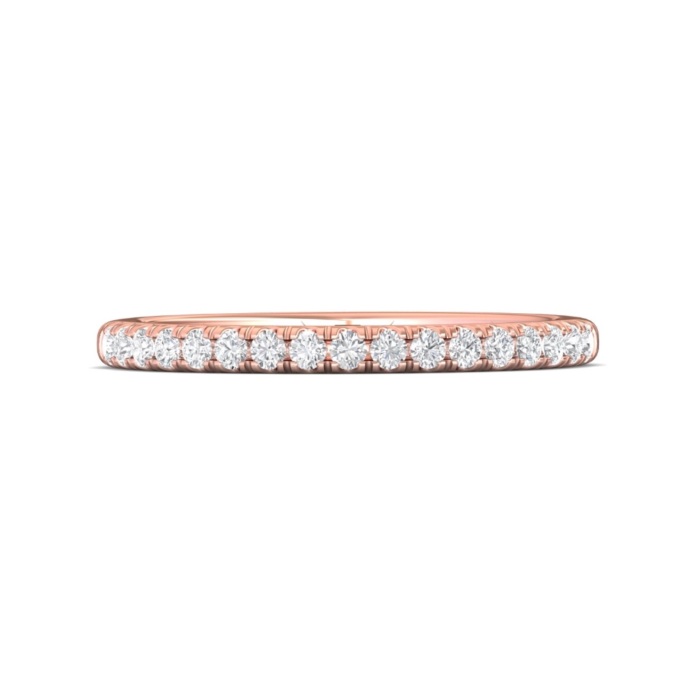 FlyerFit® 18K Pink Gold Micropave Cutdown Wedding Band