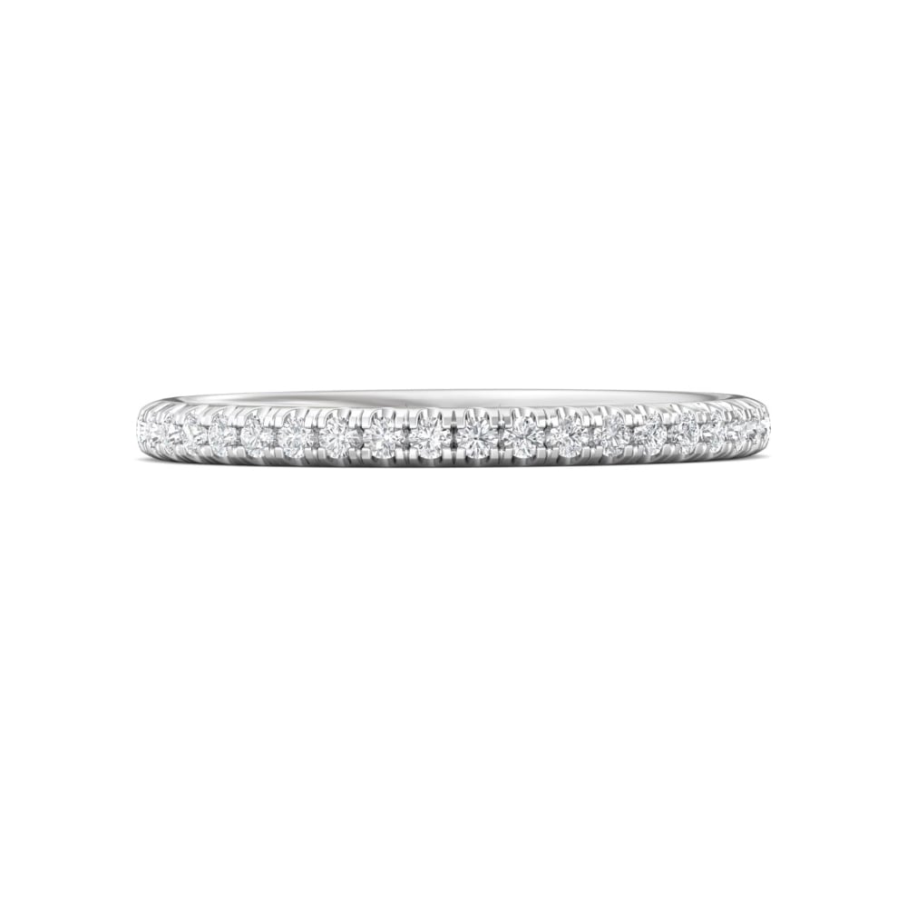 FlyerFit® 18K White Gold Micropave Cutdown Wedding Band