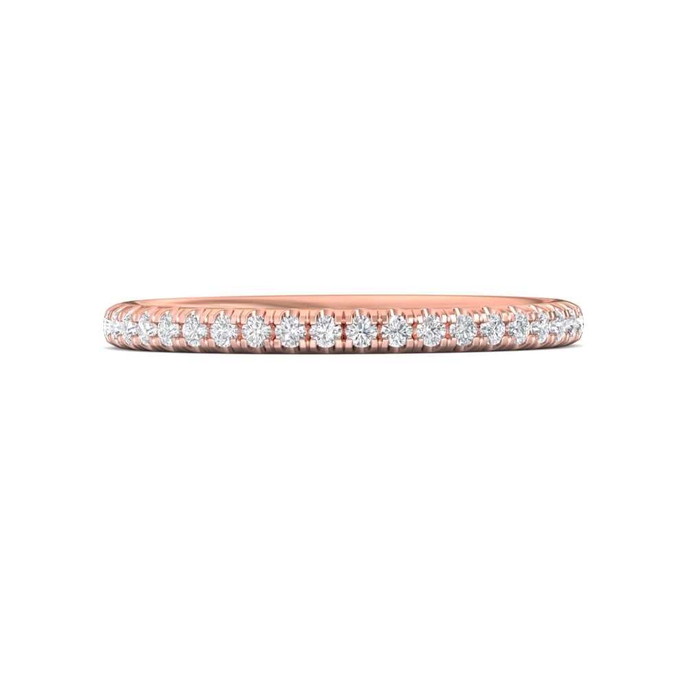 FlyerFit® 18K Pink Gold Micropave Cutdown Wedding Band