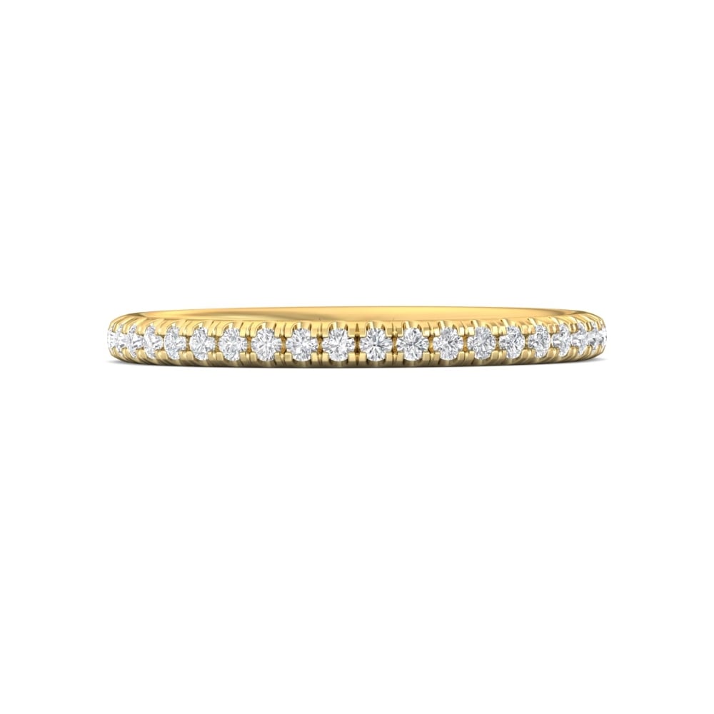 FlyerFit® 14K Yellow Gold Micropave Cutdown Wedding Band