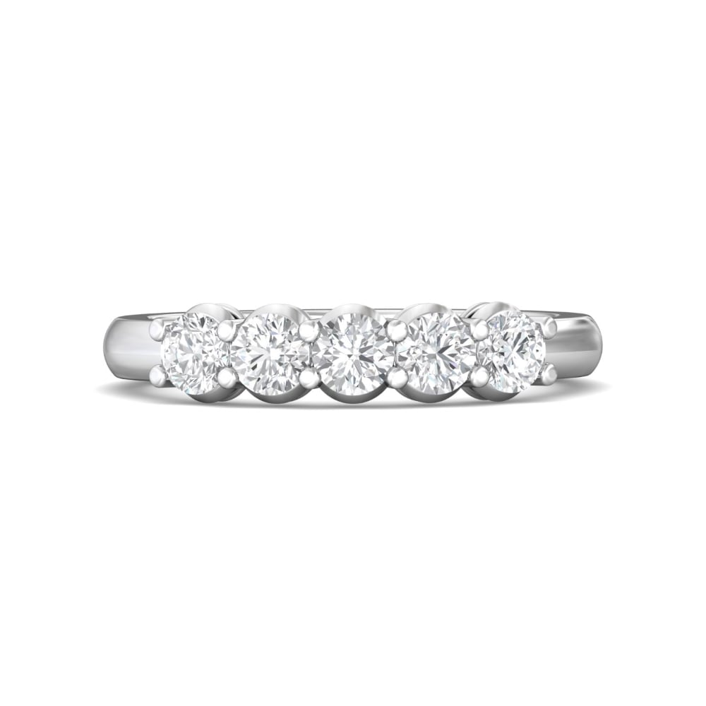 FlyerFit® 14K White Gold Shared Prong Wedding Band